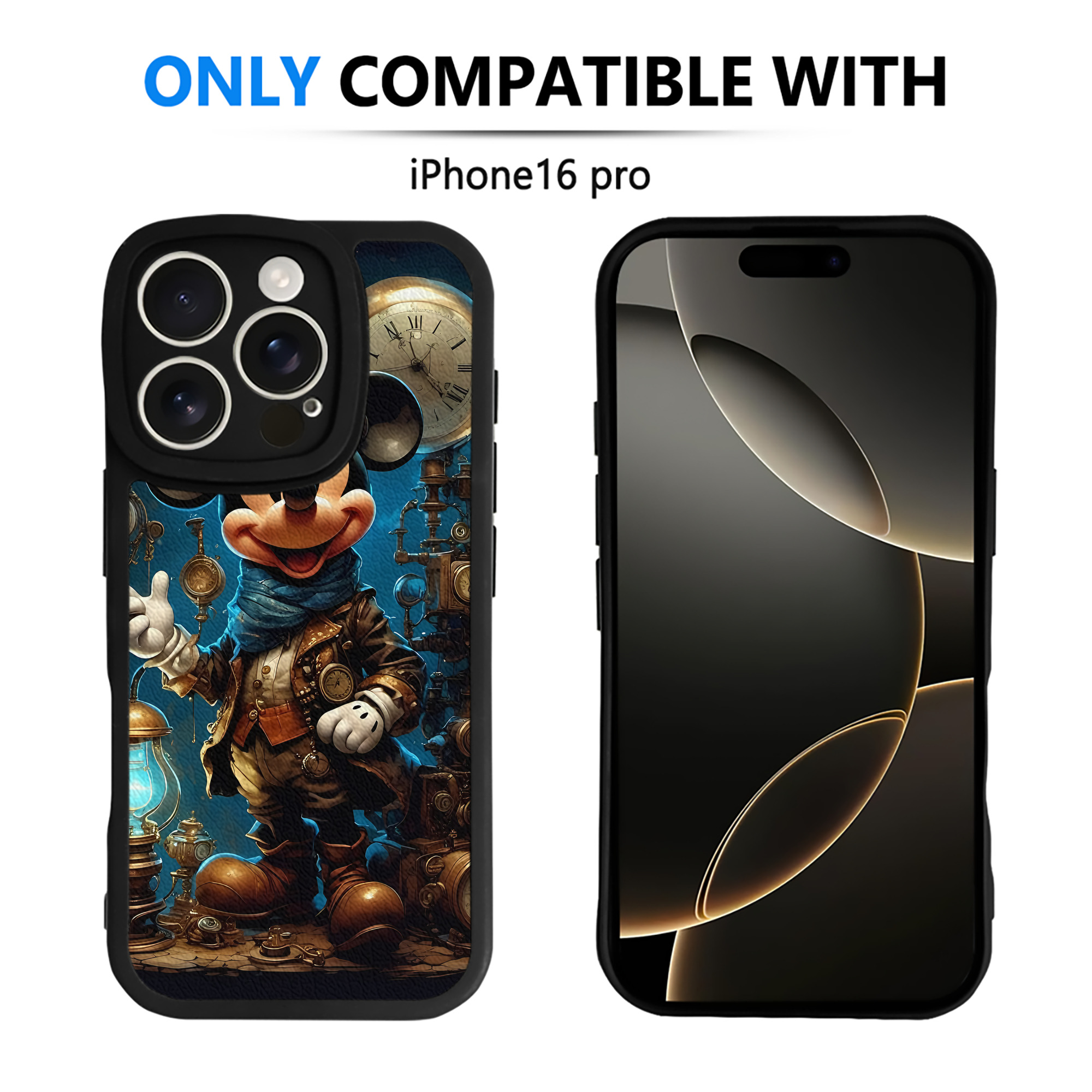 （画像用） ミッキーマウス Mickey Mouse 【iPhone 16シリーズ対応】シリコンスマホケース（レザー調） 材質：シリコン